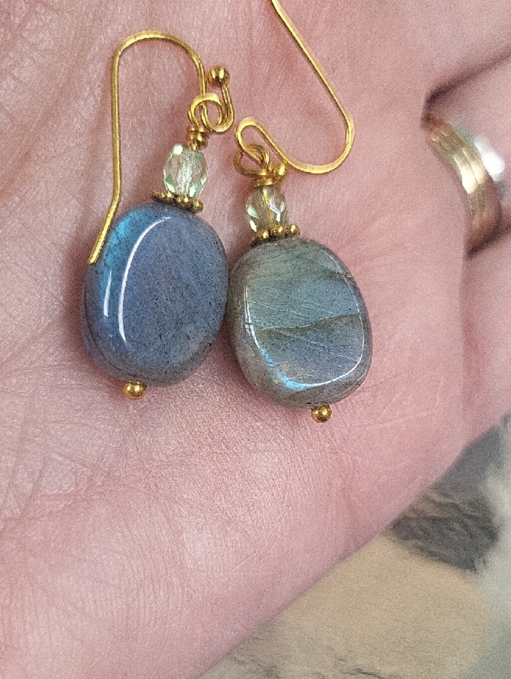 Handmade Labradorite Dangle Drop Earrings - Picture 4 of 4